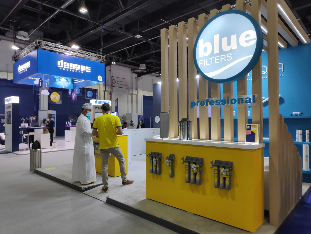 Water filters manufacturer Bluefilters Professional at Big 5 exhibition in Dubai, 2021.